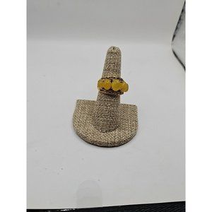 ring size 6.75.   .925 Silver Gold Tone  Overlay 5 Stone Yellow  Jade Yellow...